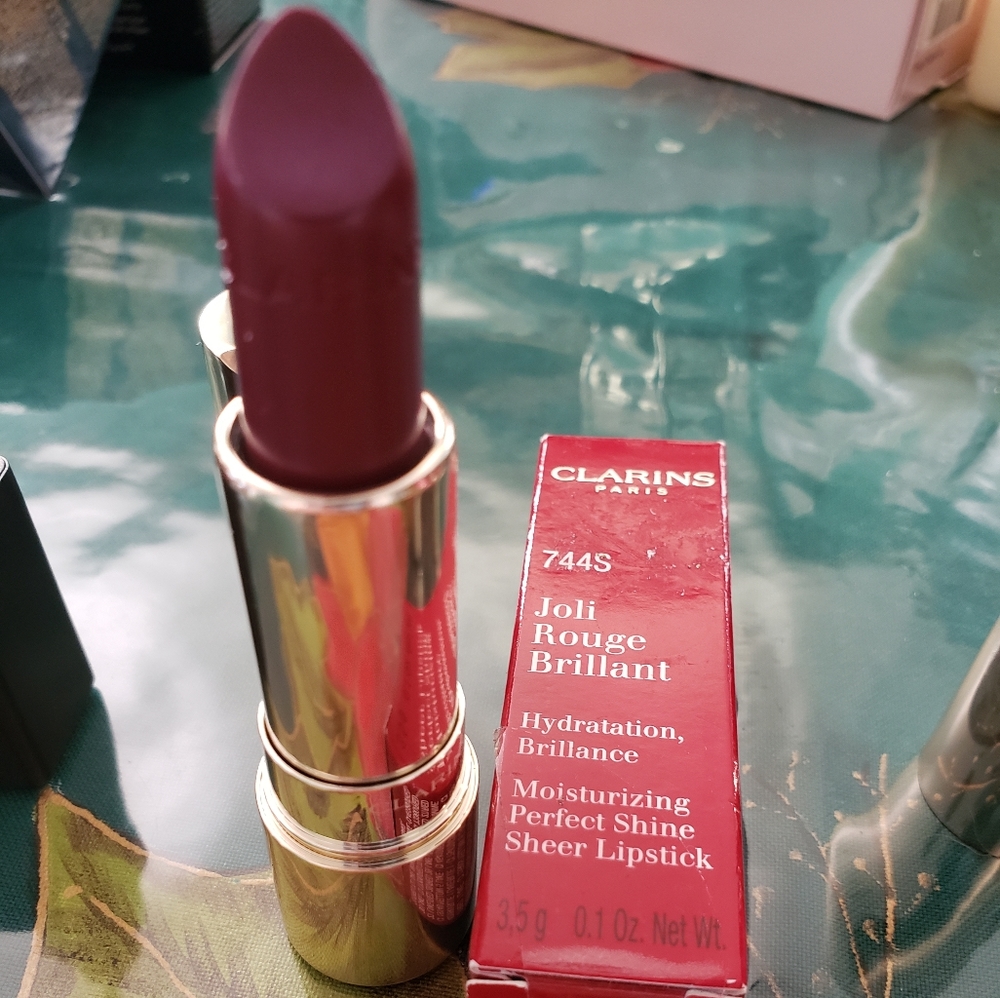 Clarins Joli Rouge Brilliant 744s Plum Lipstick